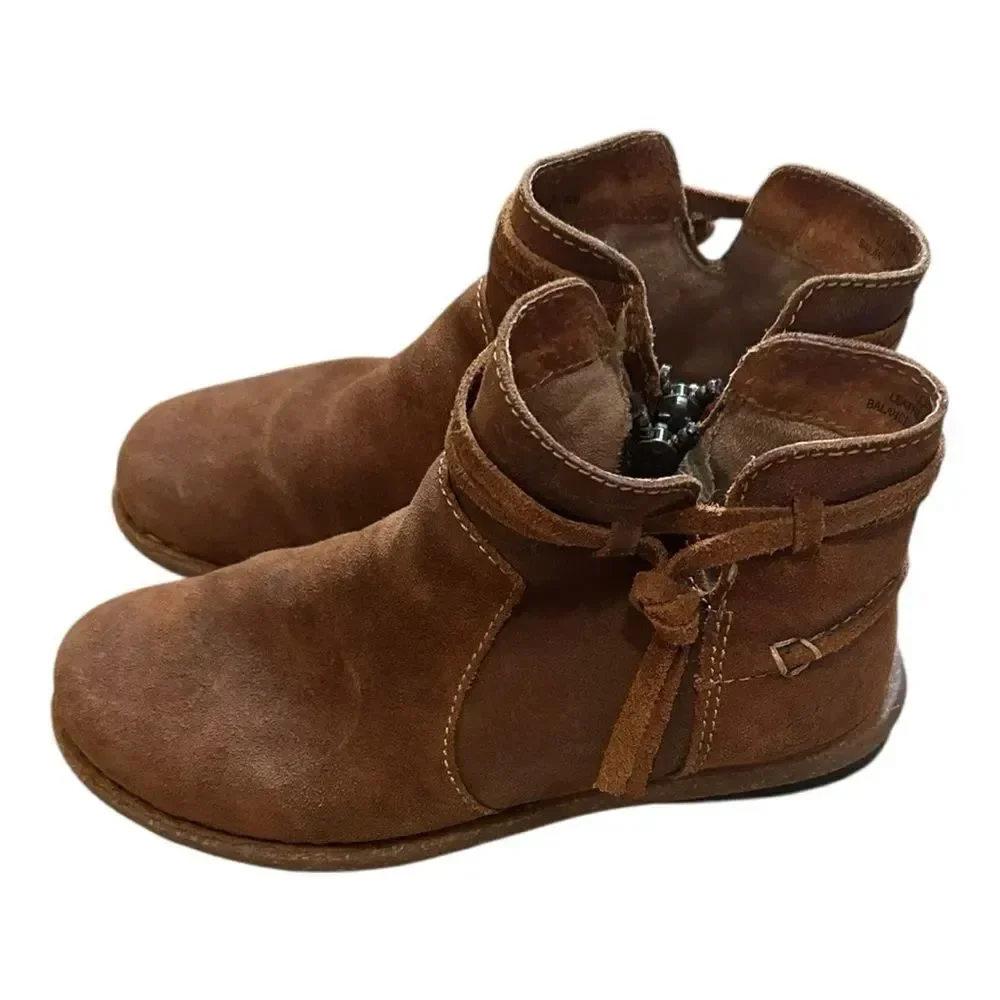 Born Boots | Womens Tarkiln Ankle Booties Brown Leather Side Zip BR0017406 | 7
